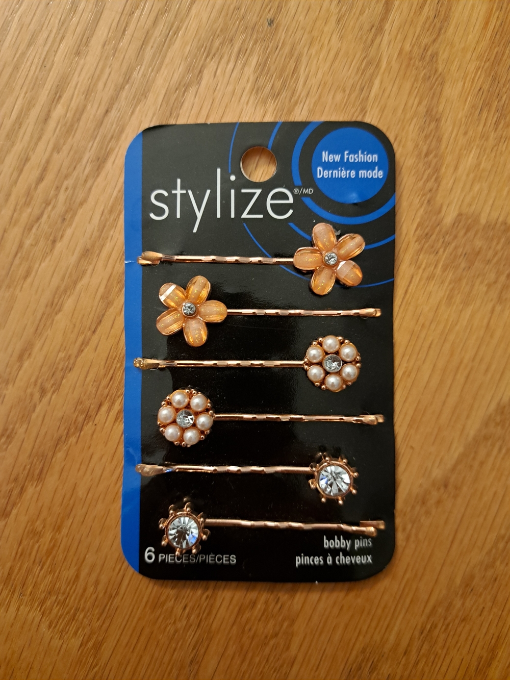 Stylize Rose Gold Floral & Crystal Bobby Pin Set